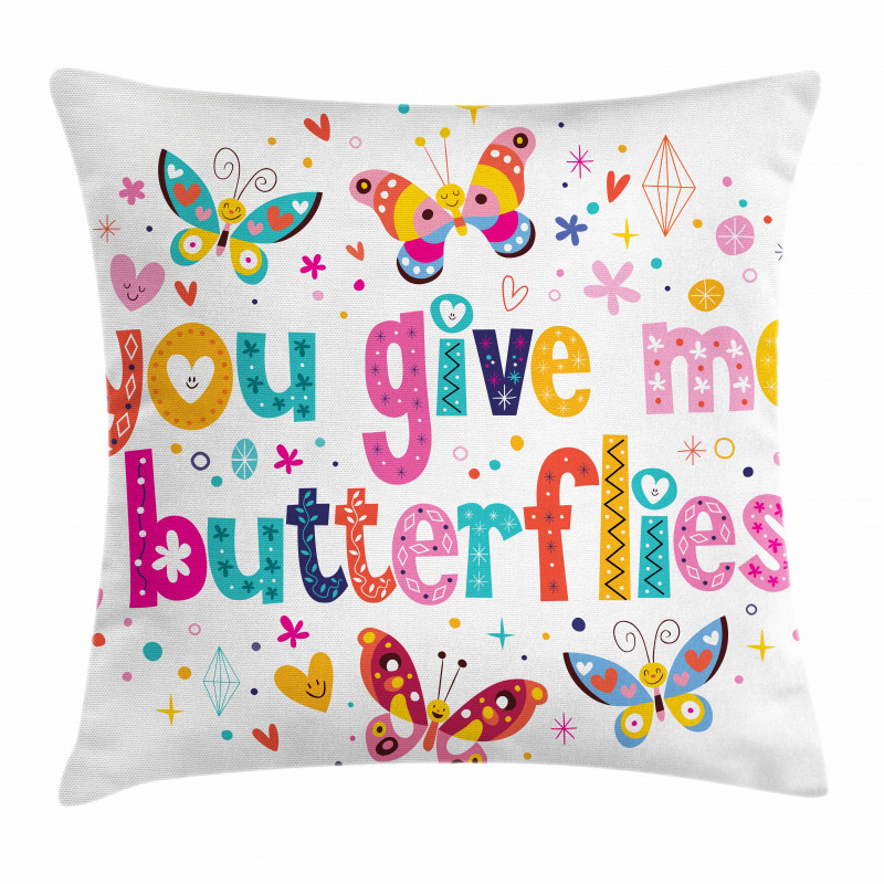 Words Hearts Cartoon Pillow Cover