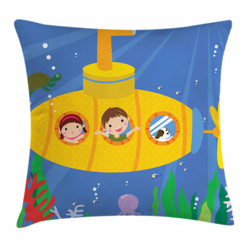 Boy Girl Dog Underwater Pillow Cover