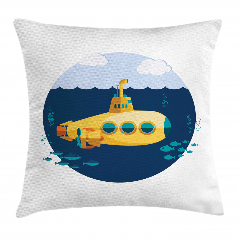 Nautical Wave Fish Bubble Pillow Cover