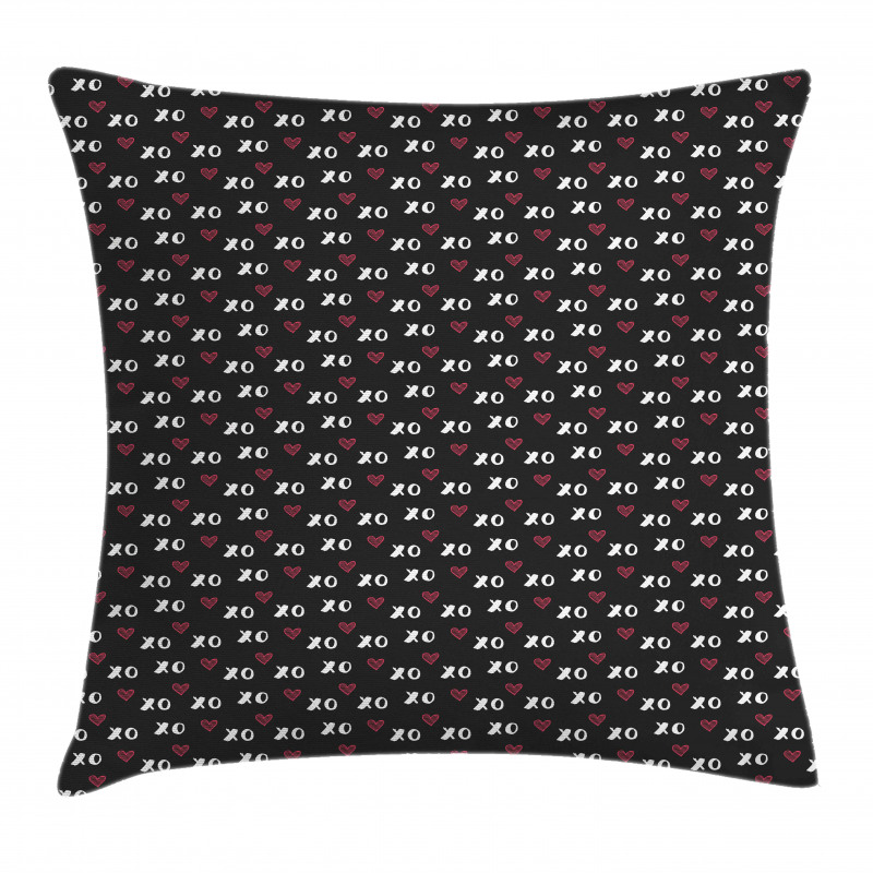 XO Acronym and Striped Hearts Pillow Cover