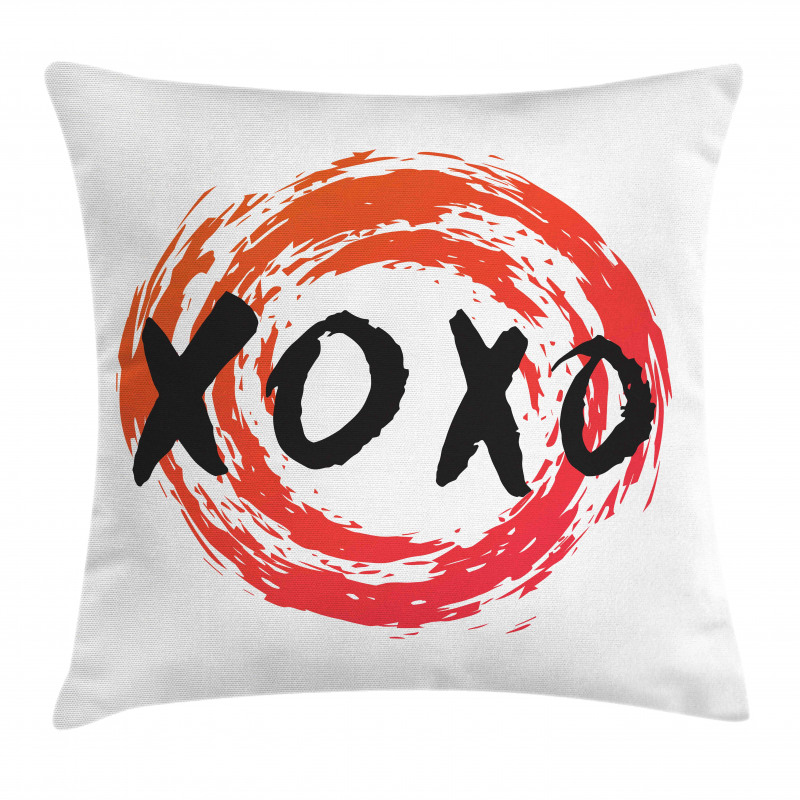 Grungy Brush Painting Circle Pillow Cover