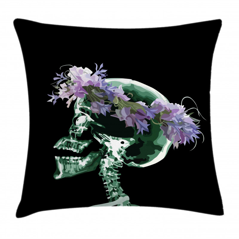 Xray Skeleton with Wreath Pillow Cover