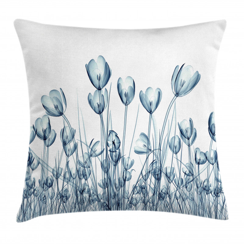 Crocus Flower Field in Xray Pillow Cover