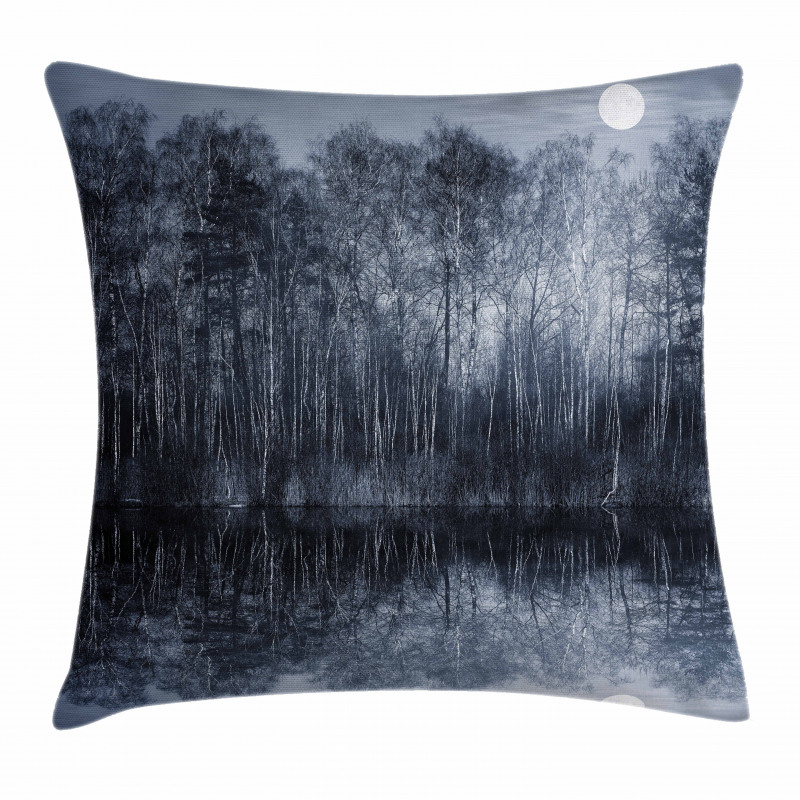 Night Woodland by the Lake Pillow Cover