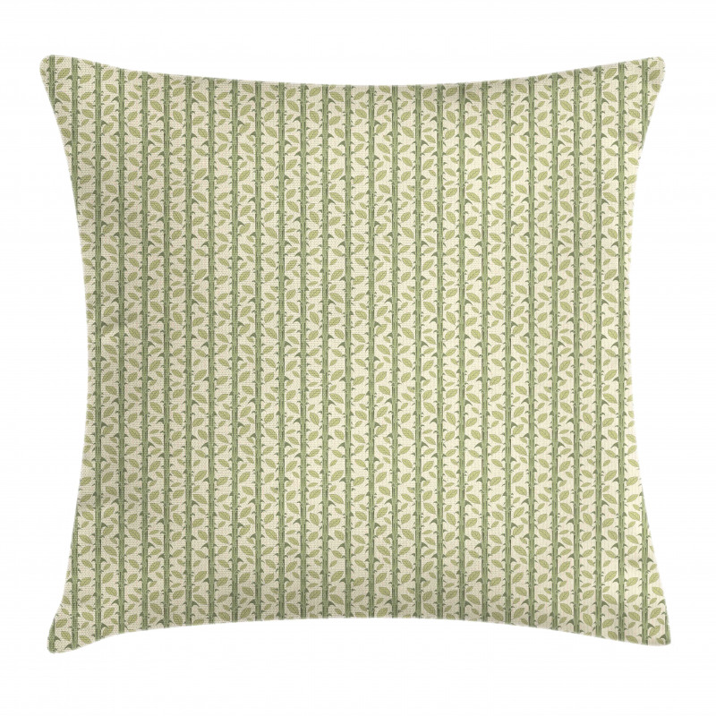 Thorny Branches with Leaf Pillow Cover