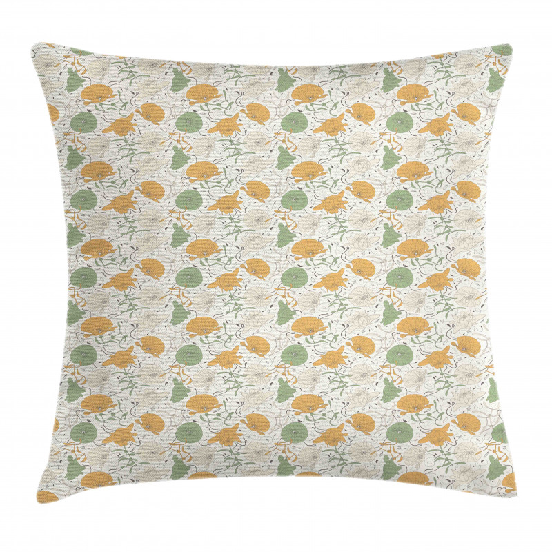 Curlicue Graceful Flowers Pillow Cover