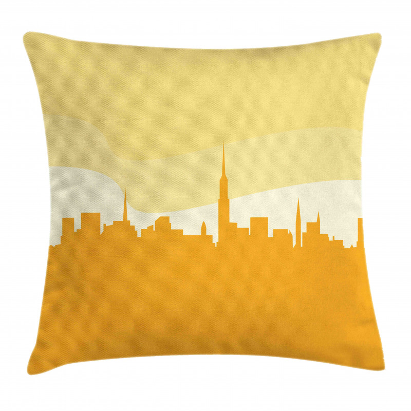 Panoramic Silhouette Cityscape Pillow Cover