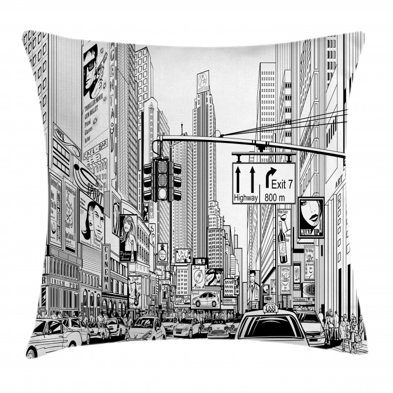 Street of New York Urban Sketch Pillow Cover