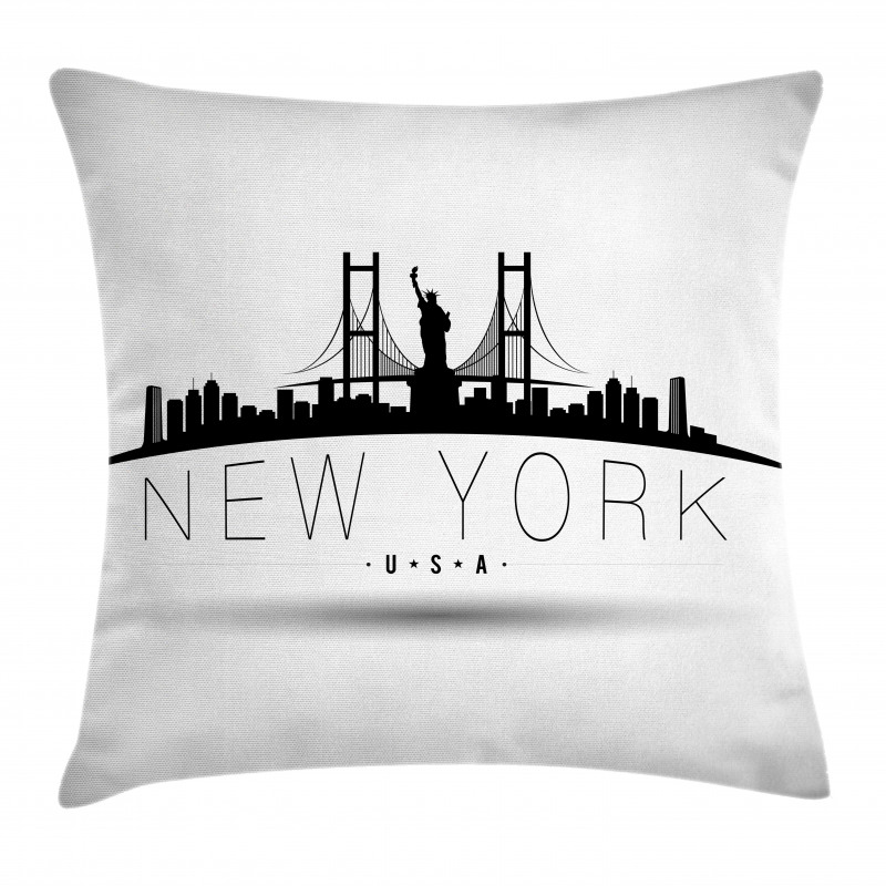 New York USA Wording Landmarks Pillow Cover