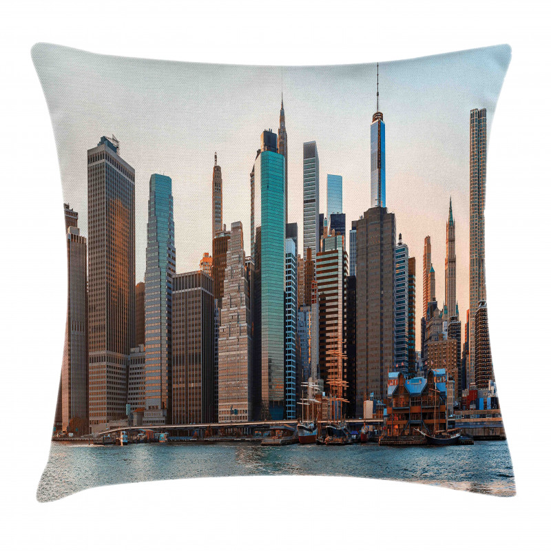 Manhattan New York Skyline Dusk Pillow Cover