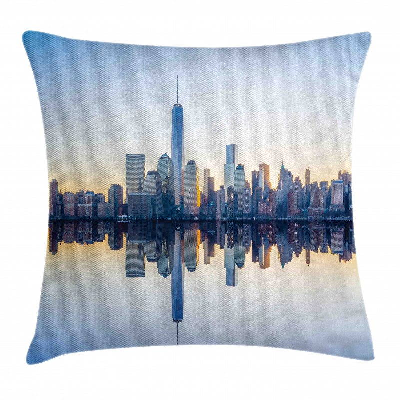 Manhattan Skyline Reflection Pillow Cover