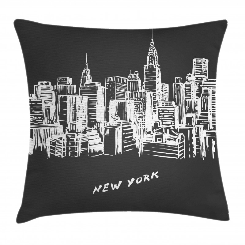 Hand Drawn City Buildings Deco Pillow Cover