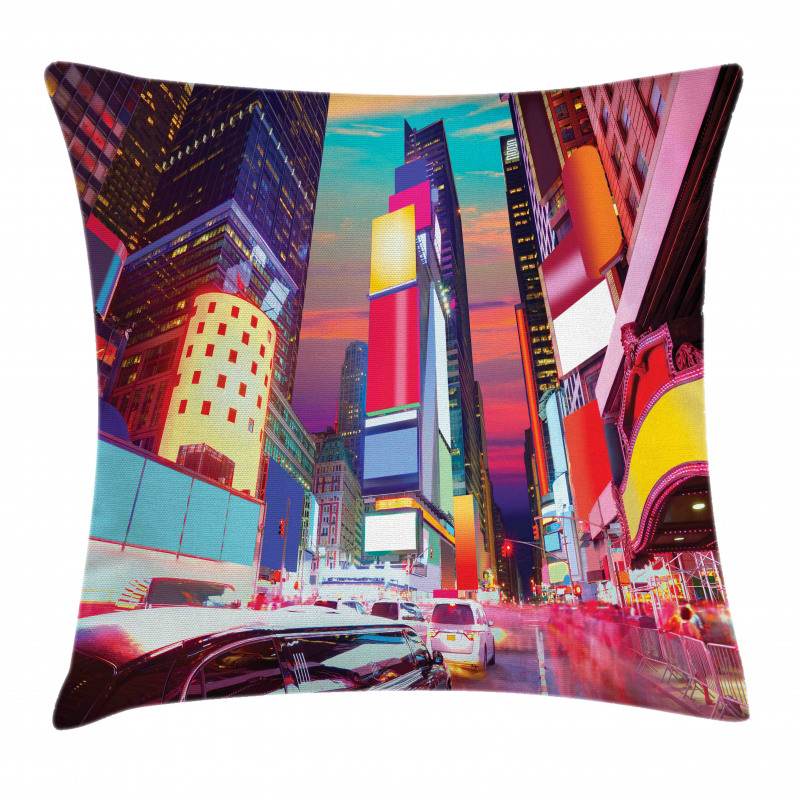 Colorful Night Times Square Pillow Cover