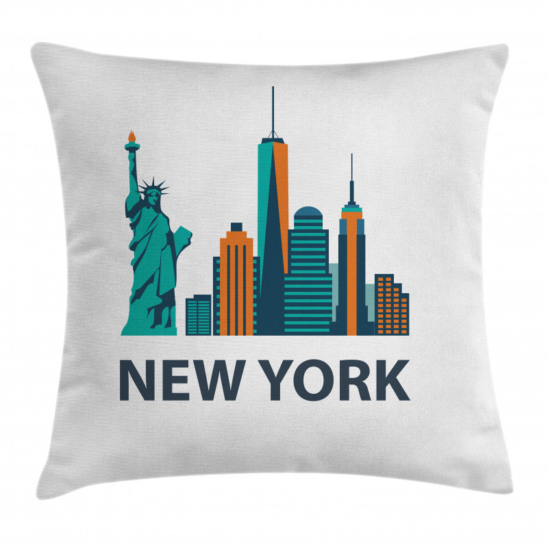 Simple New York Text Landmarks Pillow Cover