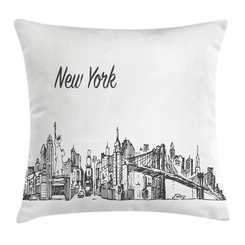 Simplistic Sketch of New York Pillow Cover