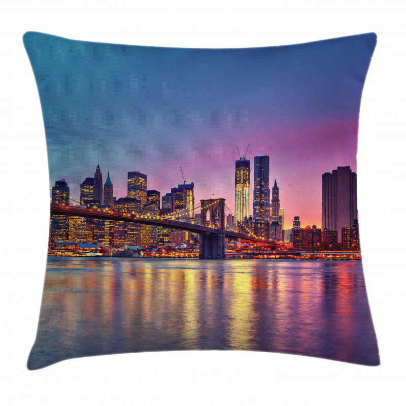 Manhattan Vivid Dusk Skyline Pillow Cover