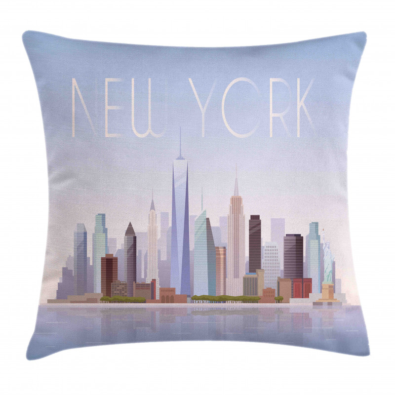 Pastel Tones Big Apple Skyline Pillow Cover