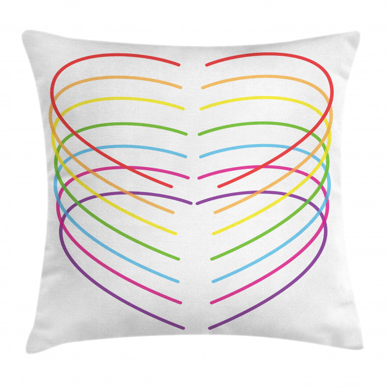 Vivid Outline Heart Drawings Pillow Cover