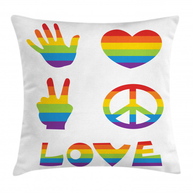 Rainbow Colors Peace and Love Pillow Cover