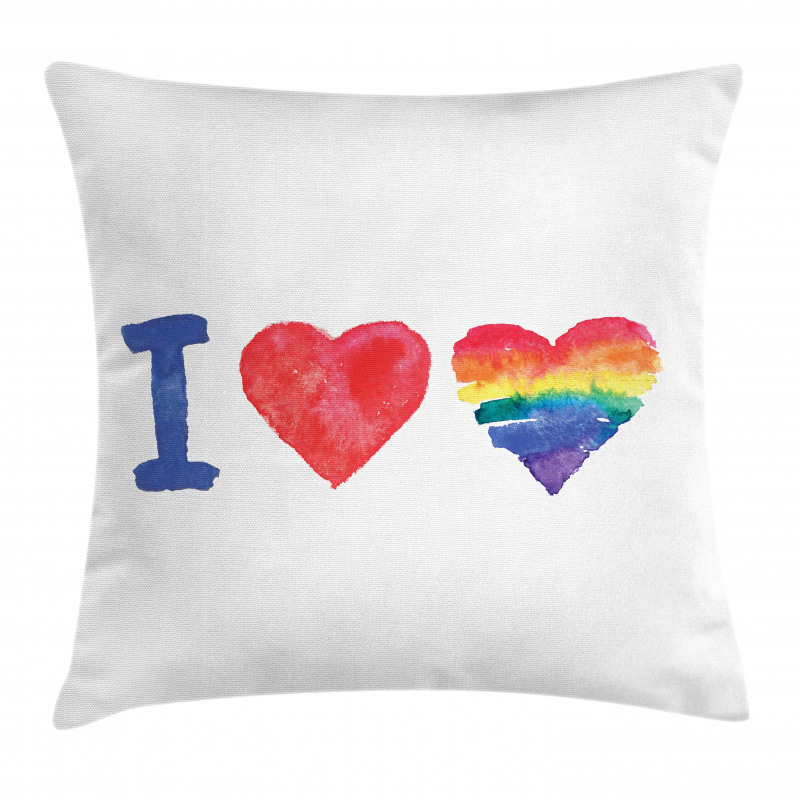 Watercolor I Love LGBT Homo Pillow Cover