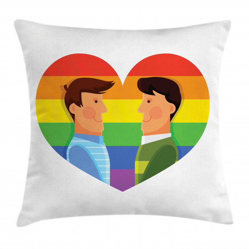 Smiling Men Gay Rainbow Flag Pillow Cover