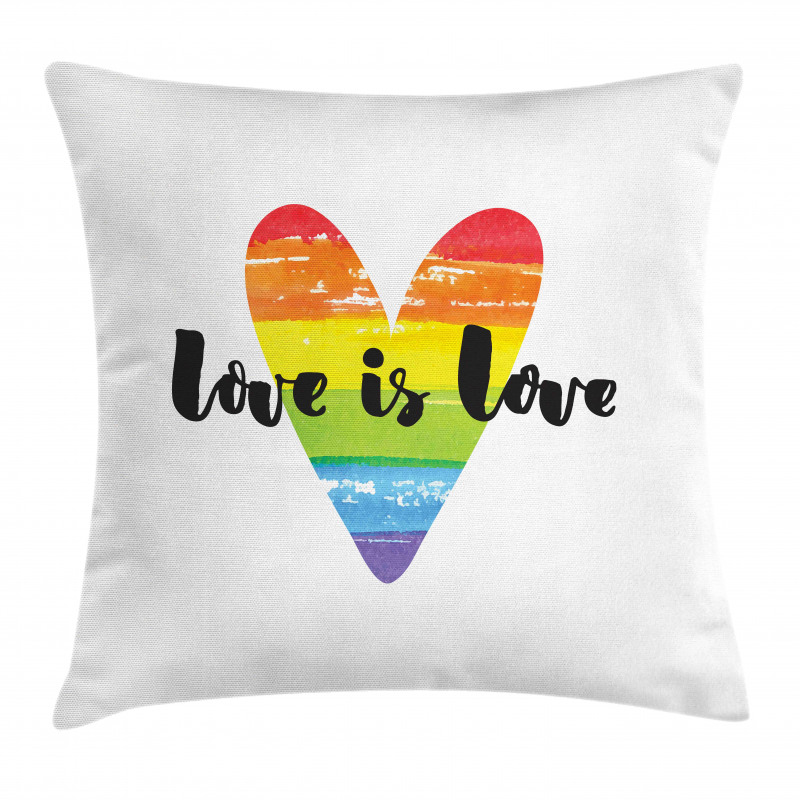 Love is Love Rainbow Heart Pillow Cover