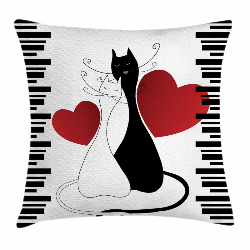 Romantic Couple Pet Kitten Pillow Cover