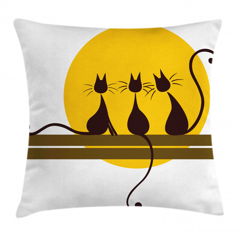 3 Black Cats Feline Pillow Cover