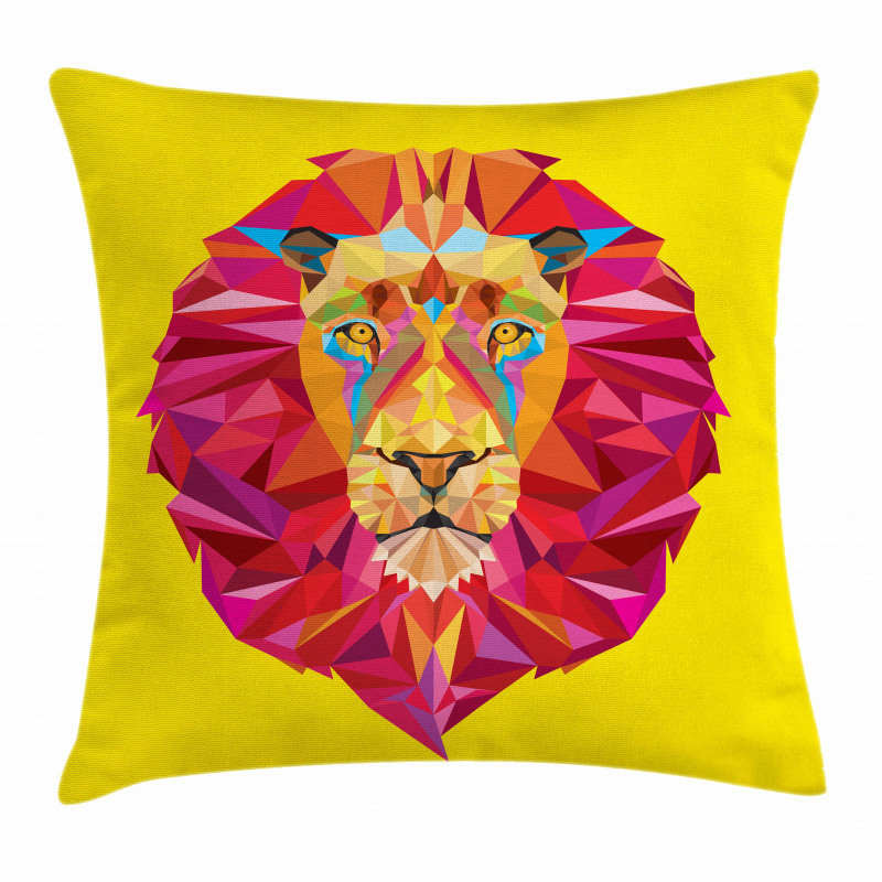 Geometric Lion Face Pillow Cover