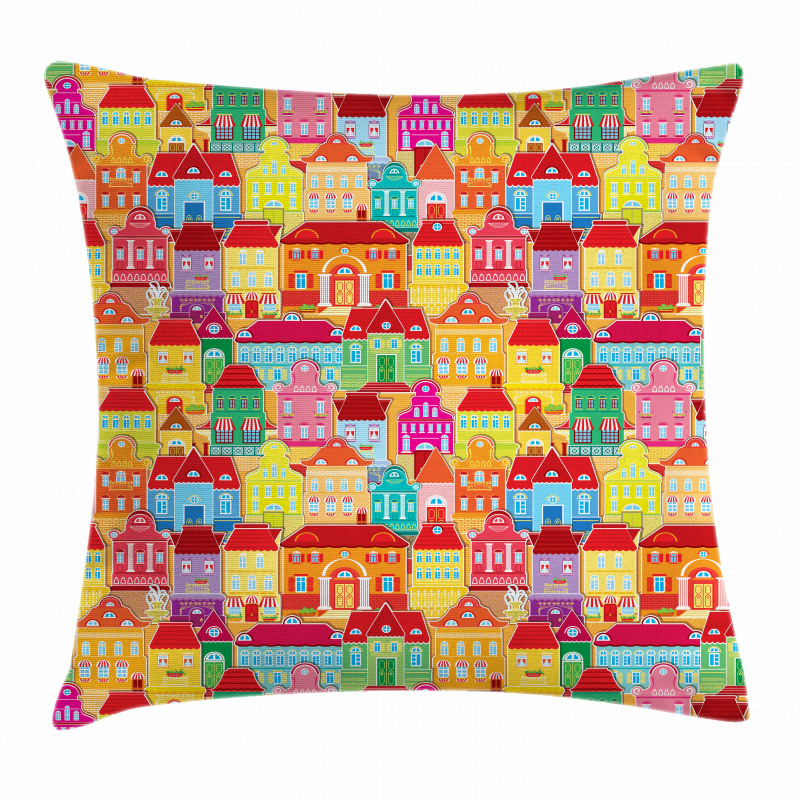 Colorful Houses Pillow Cover