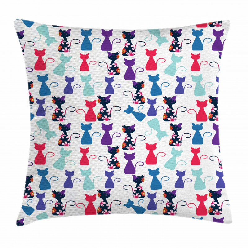 Baby Cats Flowers Colors Pillow Cover