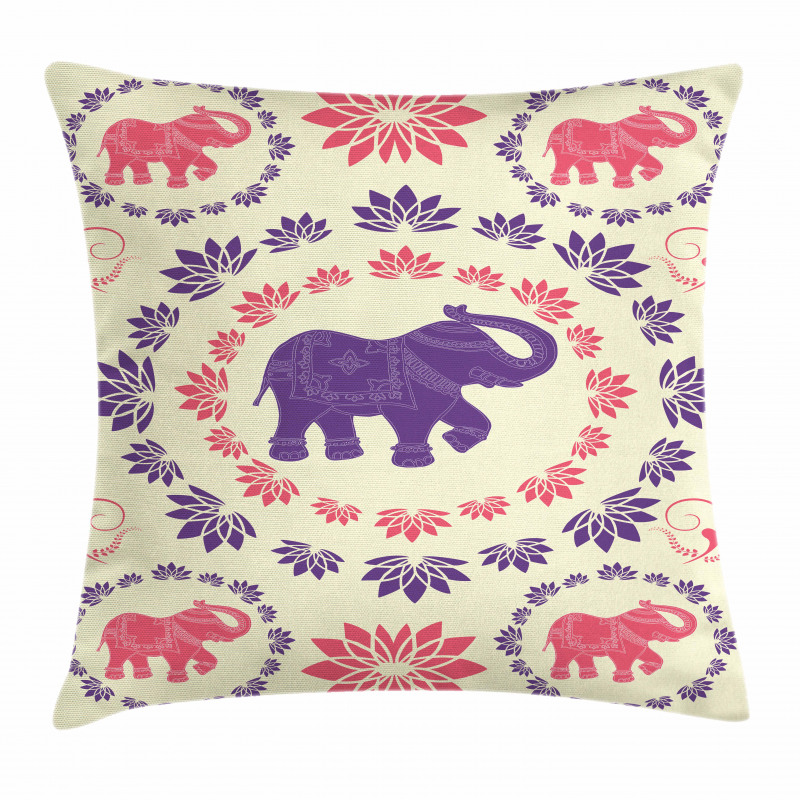 Colorful Floral Elephant Pillow Cover