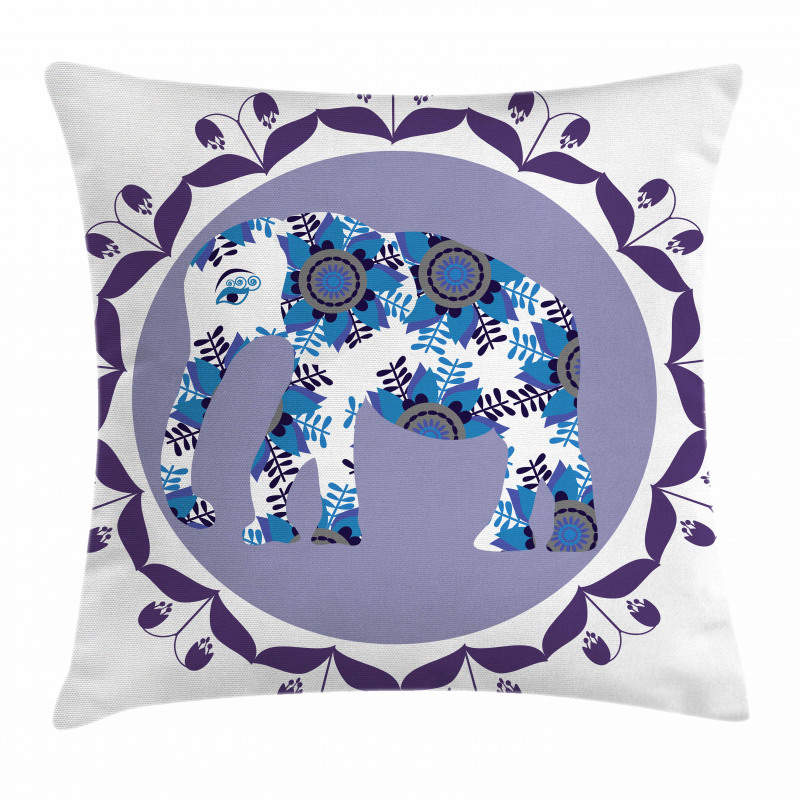 Elephant with Tulips Pattern Pillow Cover