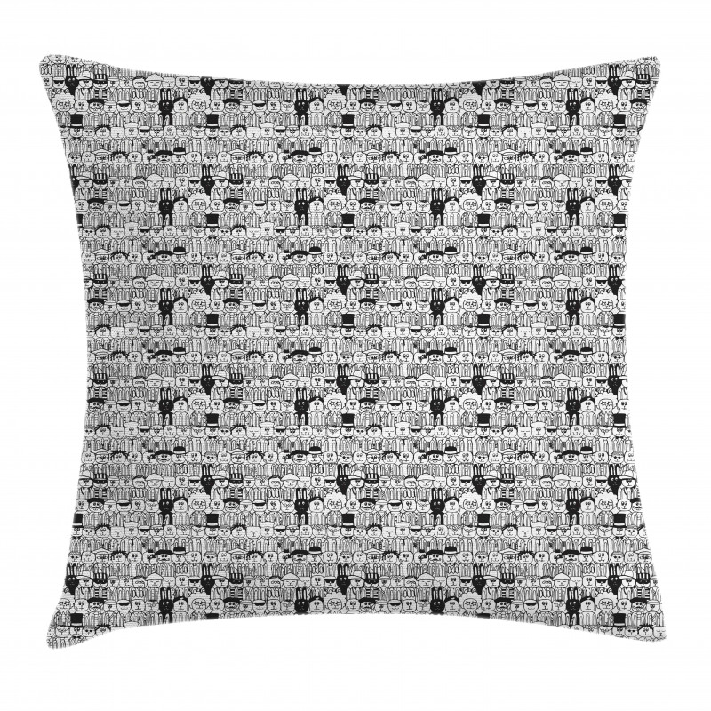 Comic Funny Rabbits Pillow Cover