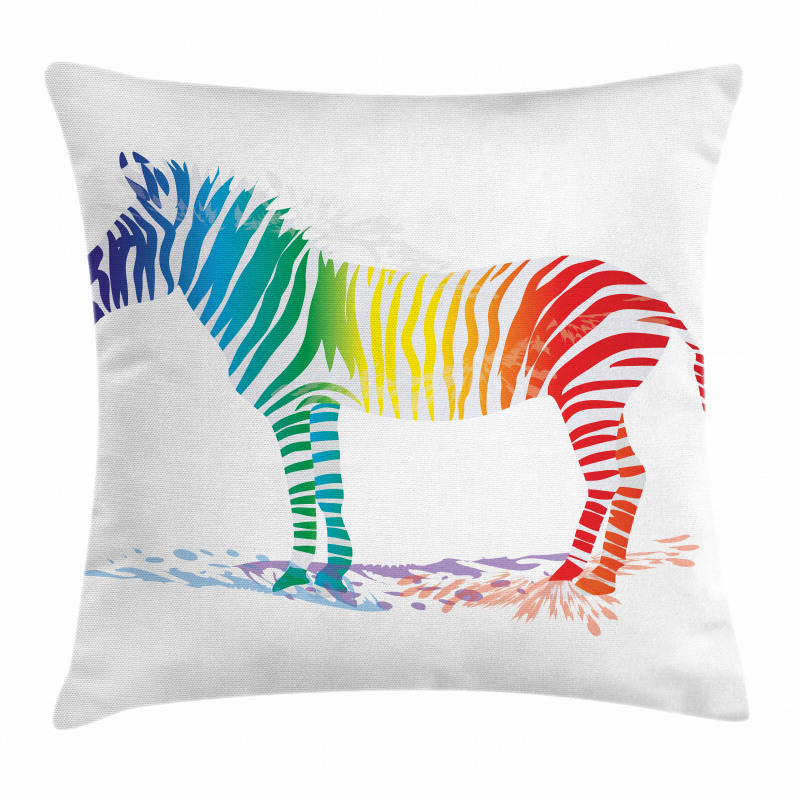 Zebra Rainbow Colors Pillow Cover