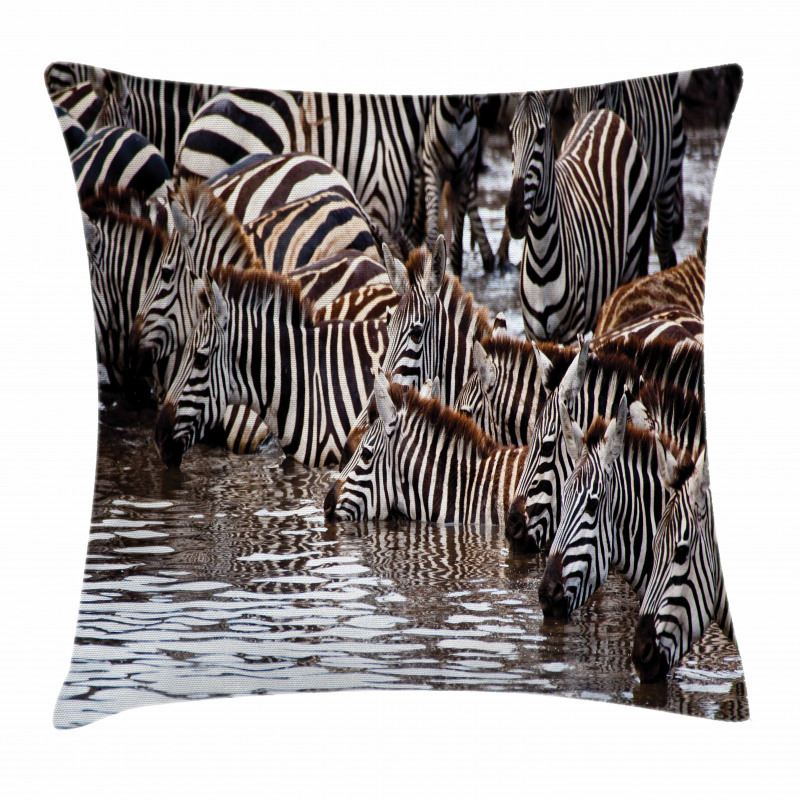 Zebra Wildebeest Herd Pillow Cover