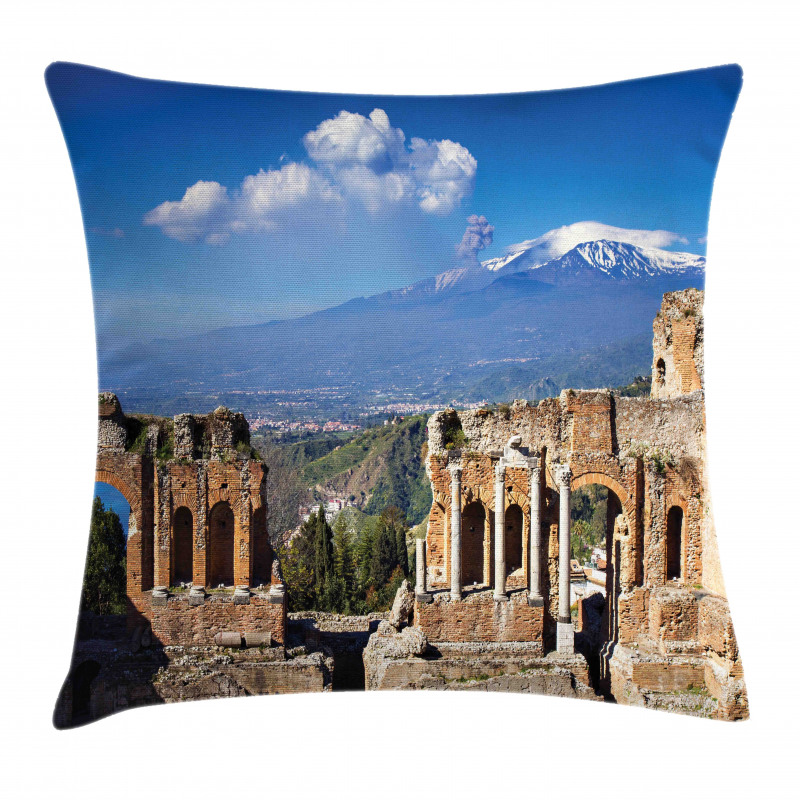 Greek Roman Ruins Landscape Pillow Cover