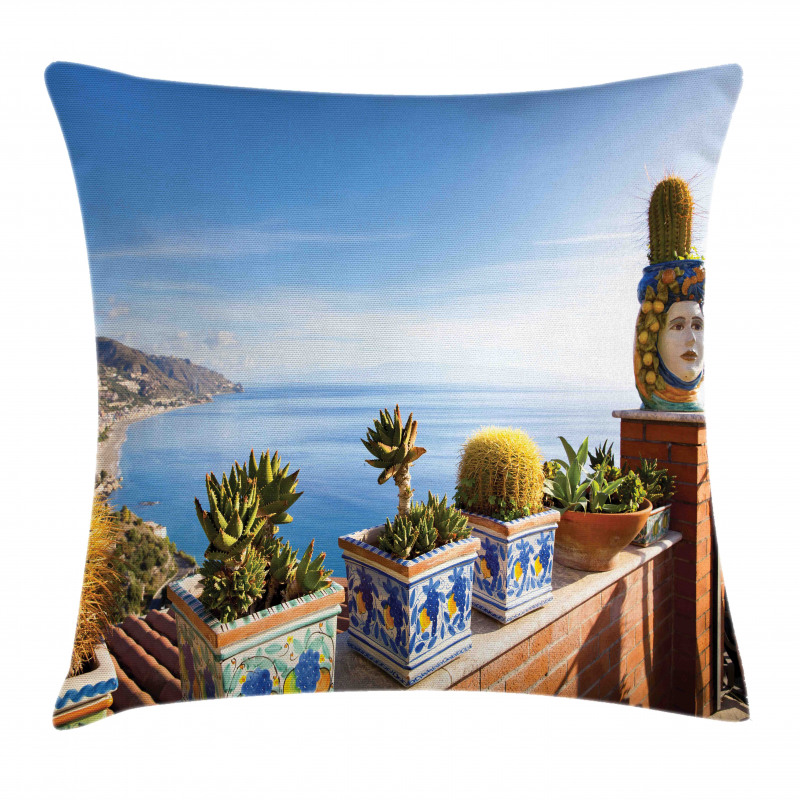 Taormina Coastline Photo Pillow Cover