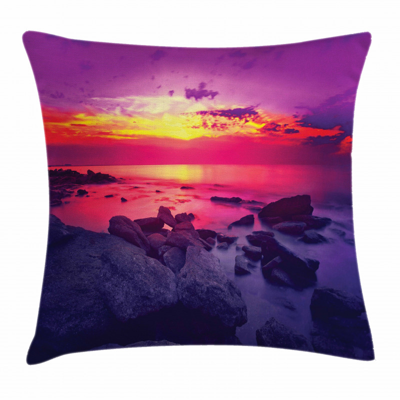 Sunset over Sea Cloudy Pillow Cover