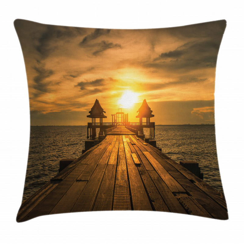 Wooden Dock Bangkok Bay Pillow Cover