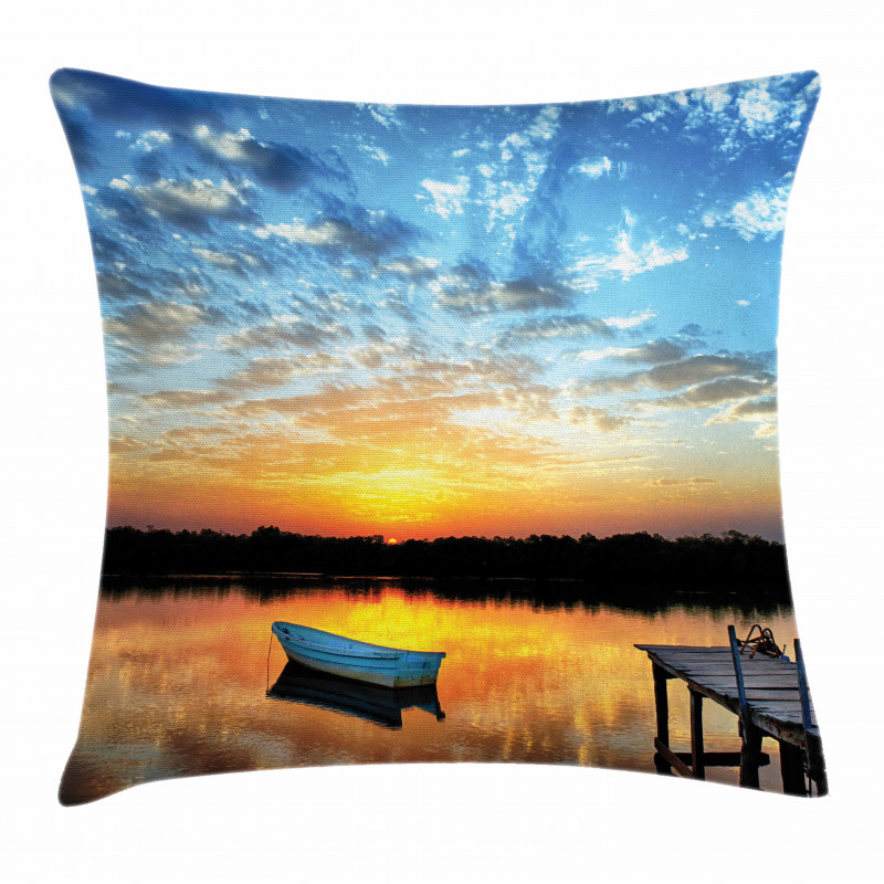 Little Boat on Pond Pillow Cover