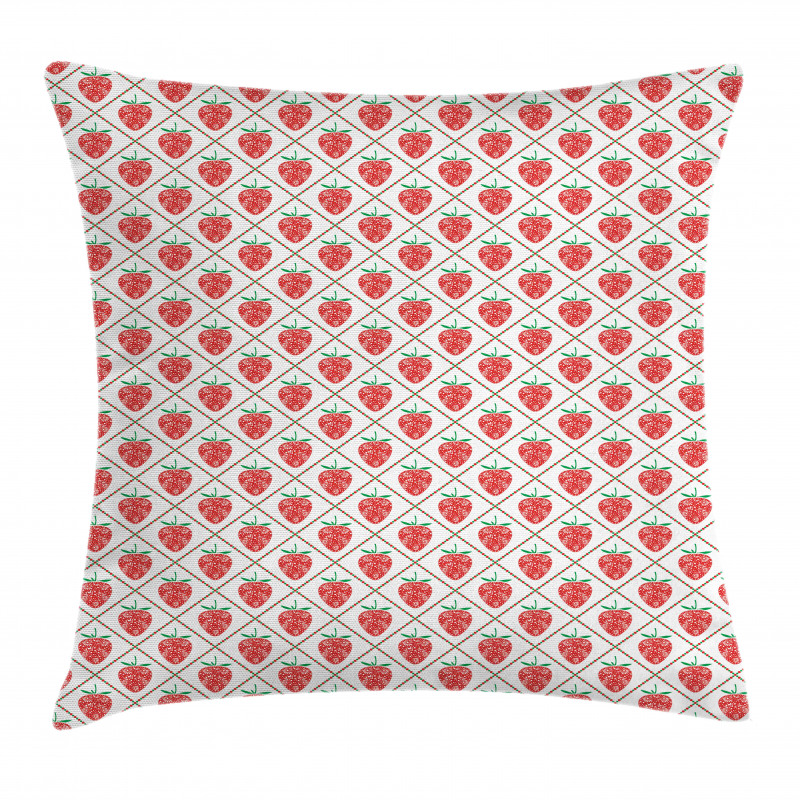 Strawberry Rhombus Dots Pillow Cover