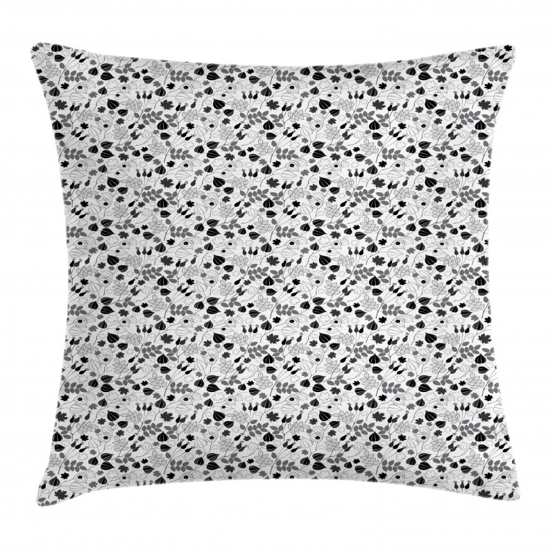 Greyscale Botanical Art Pillow Cover
