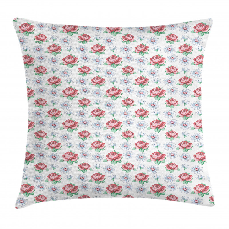 Vintage Rose and Chamomile Pillow Cover