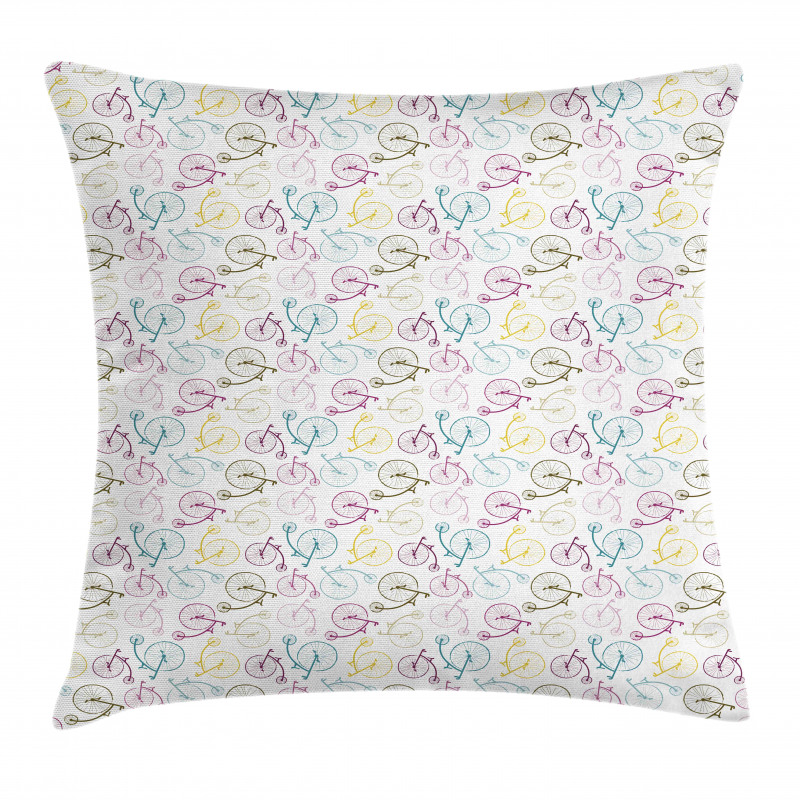 Colorful Retro Bike Pattern Pillow Cover