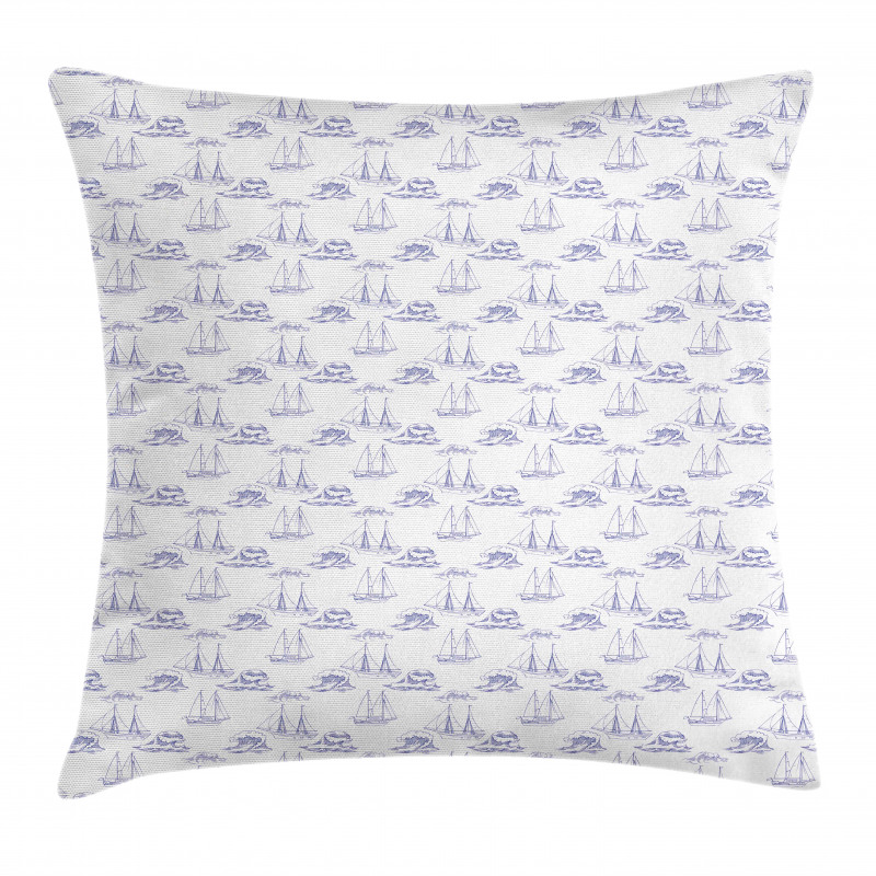 Ships and Waves Maritime Art Pillow Cover