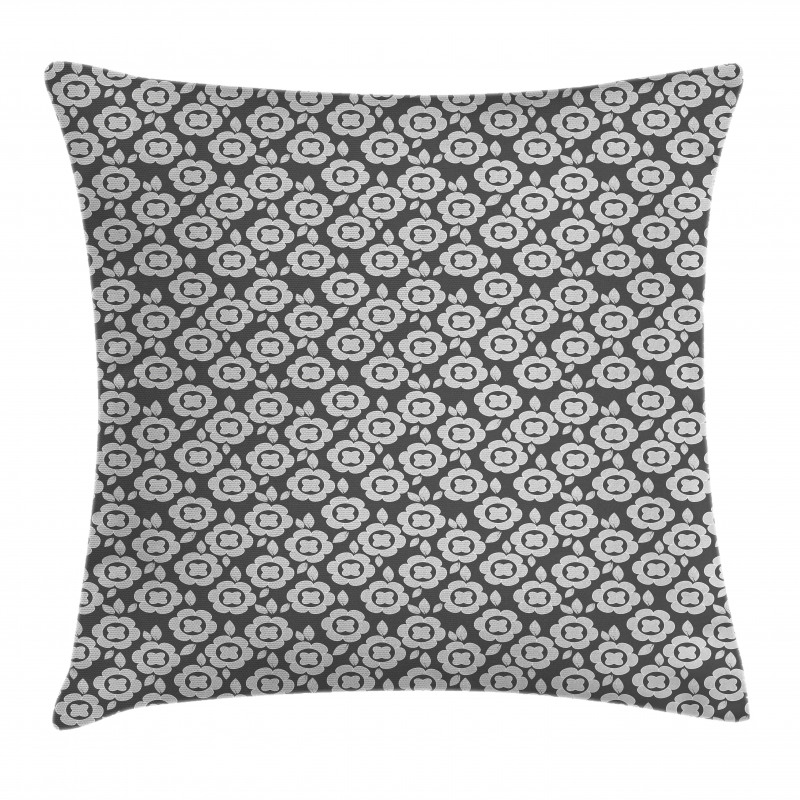 Greyscale Floral Graphic Pillow Cover