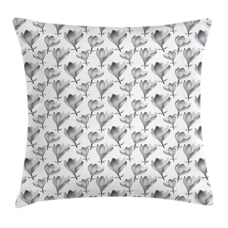 Greyscale Watercolor Flowers Pillow Cover