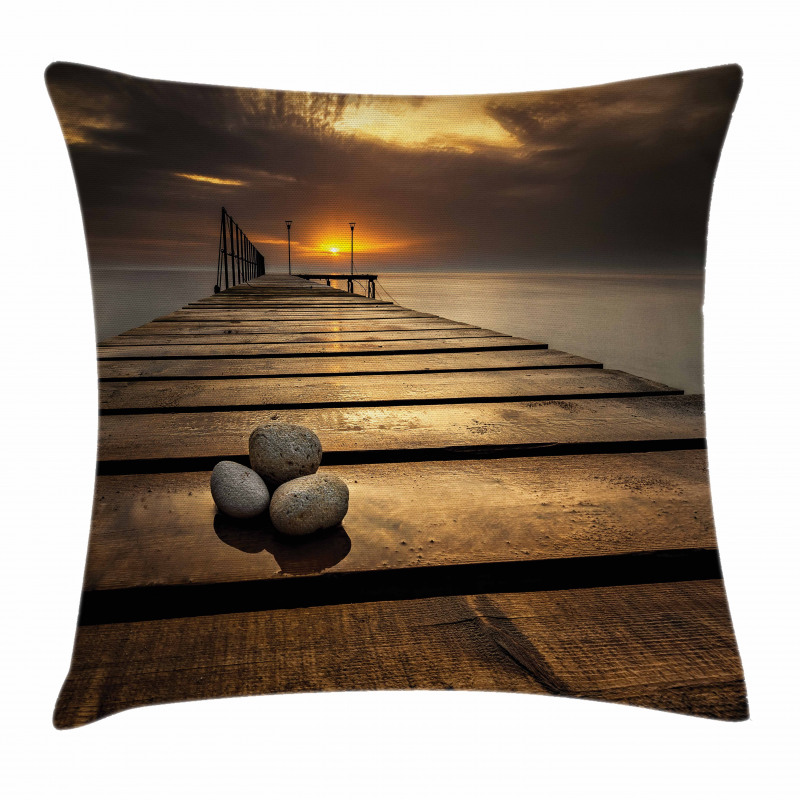 Black Sea at Dusk Pier Pillow Cover
