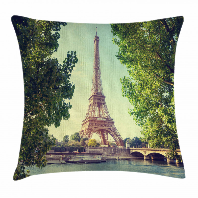 Eiffel Tower Seine River Pillow Cover